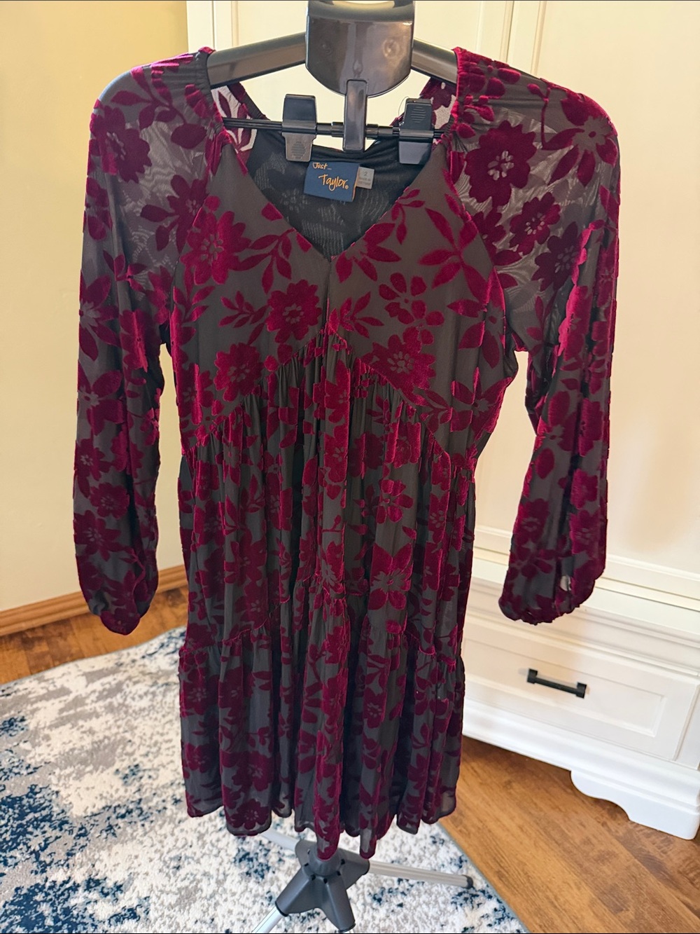 Taylor Burgundy Floral Velvet Tunic